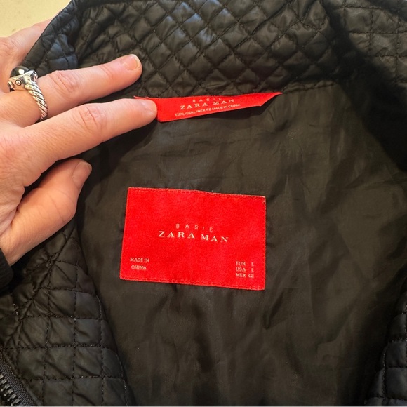 Zara Man Black Quilted Jacket Size L - NWOT - Picture 4 of 6